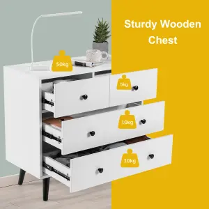 COSTWAY 4-Drawer Dresser Chest Wooden Storage Drawer Cabinet Modern Beside Table