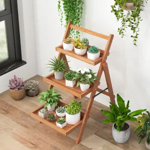 Costway 3-Tier Plant Stand Outdoor Indoor Foldable Flower Racks Display Shelf