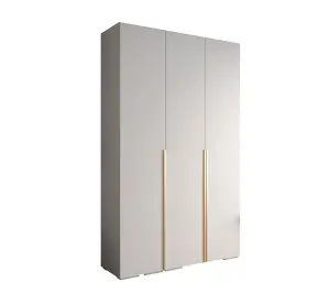 Elegant Inova I Hinged Door Wardrobe H2370mm W1500mm D470mm - Versatile White Finish with Gold Vertical Metal Handles