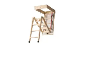 DJM Deluxe 3-Section Wooden Timber Loft Ladder with Insulated Hatch 115 x 57cm