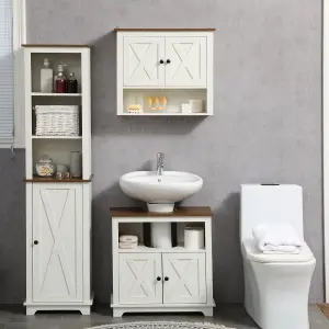 kleankin Bathroom Sink Cabinet, Freestanding Under Sink Cabinet, White