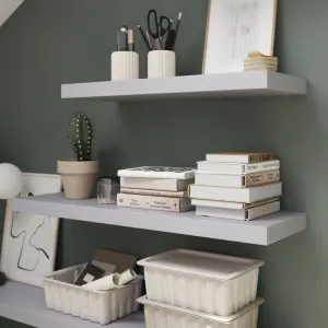 GoodHome Cusko Grey Rectangular Floating shelf (D)23.5cm