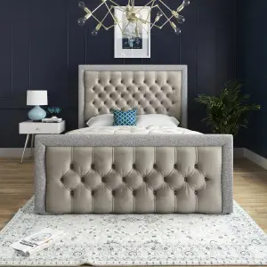 DS Living Cheltenham Glitter and Velvet Upholstered King Size Bed Frame 5FT