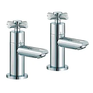 Nes Home Crox Twin Hot and Cold Twin Bath Taps Chrome