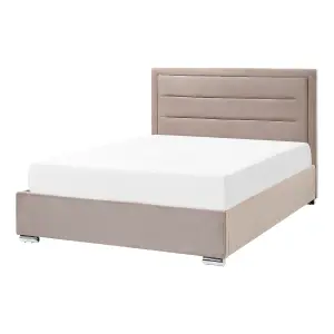 Velvet EU Double Size Ottoman Bed Taupe ROUEN