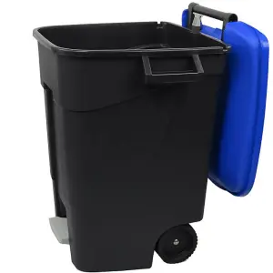 100 Litre Wheelie Bin with Foot Pedal - Blue Lid