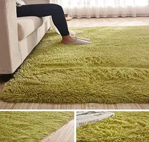 Abaseen 60x110 cm Green Comfort Soft Fluffy Shaggy Bedroom Rugs For Living Room Carpet and Décor Home Anti Slip Area Rugs