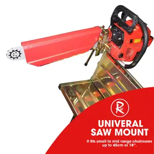 RocwooD Saw Horse Log Holder Folding Metal With Pivoting Chainsaw Clamp