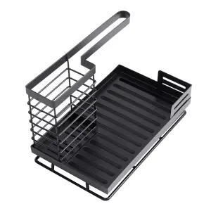 Black Stainless Steel Sink Organizer with Drain Tray