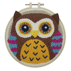 P/NEEDLE OWL - Punch Needle Kit: Yarn and Hoop: Owl - Trimits