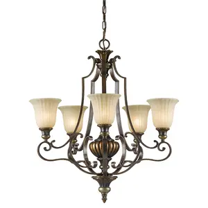 5 Bulb Chandelier Ceiling Light Firenze Gold British Bronze LED E27 60W