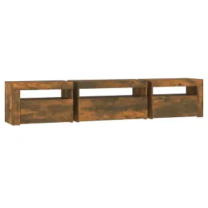 Berkfield TV Cabinet with LED Lights Smoked Oak 195x35x40 cm