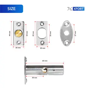 XFORT 2 Pack Mortice Door Bolts, Door Security Rack Bolt, Polished Chrome