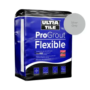 UltraTile ProGrout Flexible Waterproof All Purpose Tile Grout, 3kg - Silver Grey