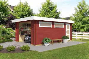 Canberra-Log Cabin, Wooden Garden Room, Timber Summerhouse, Home Office - L422.7 x W600 x H233.7 cm