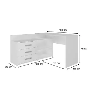 Dany Corner Desk with Drawers White