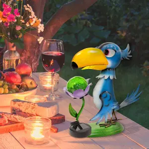 Metal Toucan Garden Ornament With Solar Powered Light