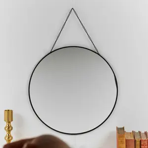 Gold 30Cm Gold Or Black Round Hanging Wall Mirror Hallway Bathroom Bedroom Home Decor Black