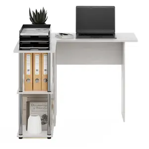 Angulo L-Shape Computer Desk White / White Oak