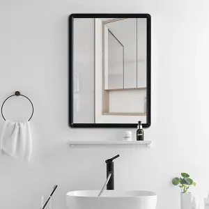 Black Wall Mounted Rectangle Framed Bathroom Mirror Vanity Mirror 500 mm x 700 mm