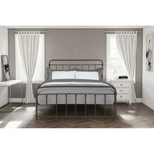 Aanya Bed Frame Classic Steel Grey Performance Velvet / Double (4'6)