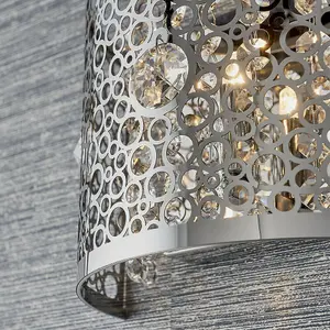 Modern Indoor Wall Light Chrome Bubble Circle & K5 Crystal Shade Bedside Lamp