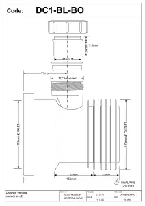 McAlpine DC1-BL-BO Black 4"/110mm Drain Connector with Boss