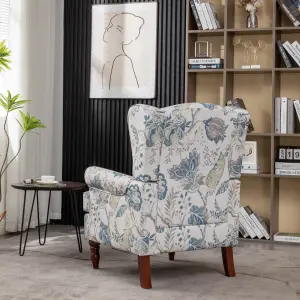 Wingback Armchair, Retro Accent Chair Soft Padded Fabric Lounge Padded Sofa Chair, Retro Vantage Leisure Chair