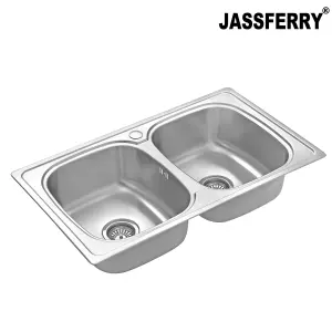 JASSFERRY Stainless Steel Kitchen Sink 2 Double Bowl Welding, 860 X 500 mm