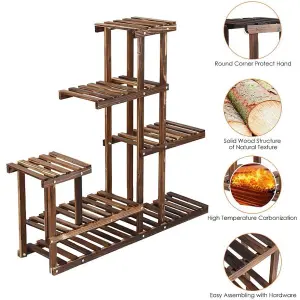 Garden 8 Tiers Brown Wooden Plant Stand 96cm H