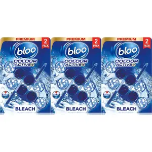 Bloo Colour Active Toilet Rim Block, Bleach, Twin Pack, 2 x 50g (Pack of 3)