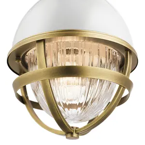 Luminosa Kichler Tollis Globe Pendant Ceiling Light Natural Brass & White