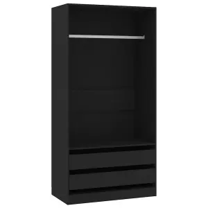 Wardrobe Black 100x50x200 cm Engineered Wood