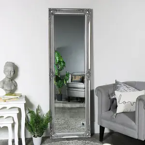 Melody Maison Ornate Silver Full Length leaner /wall Mirror 168cm x 54cm