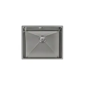 Kersin Elite Brushed Stainless Steel Undermounted 1 Bowl Sink (W) 540 x (L) 440mm