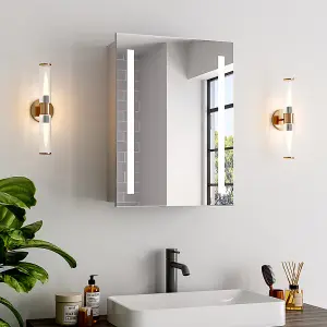 LED Lighted Bathroom Mirror Single Door Cabinets 45 x 60cm