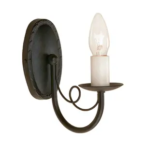 Elstead Minster 1 Light Indoor Candle Wall Light Black, E14