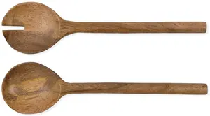 Rustic Serving Spoons Set Premium Mango Wood Dinner Dining Table Salad Food Buffet Serving Handle Tableware 8 x 30cm