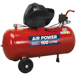 100L Oil-Free V-Twin Air Compressor with 3 hp Induction Motor for Efficient Performance