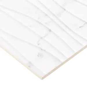 Elegance White 3D decor Marble effect Ceramic Indoor Tile, Pack of 7, (L)600mm (W)200mm