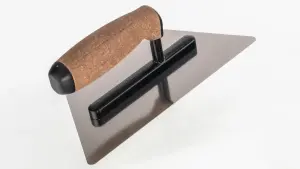 Toolty Trapezoidal Trowel with Cork Handle on Aluminium Foot 240mm Stainless Steel for Finishing Plastering Smoothing DIY