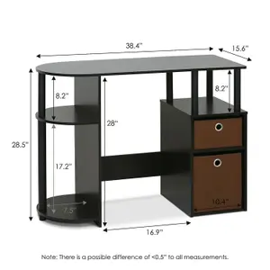 Furinno JAYA Simplistic Computer Study Desk with Bin Drawers, Espresso