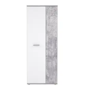 FURNICOMP Variant Multipurpose White and Grey Tall 2 Door Storage Utility Cupboard