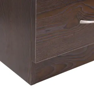 SunDaze Chest of Drawers Bedroom Furniture Bedside Cabinet with Handle 4 Drawer Walnut 75x36x72cm