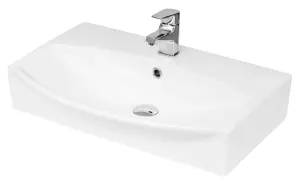 Rectangular Wall Hung Ceramic 1 Tap Hole Basin - 600mm