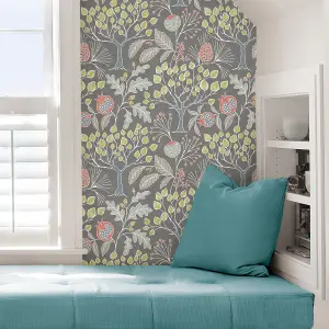 NuWallpaper NU3039 Groovy Garden Peel & Stick Wallpaper, Grey