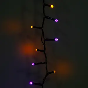 12.9m Light up Halloween Glow Worm String Lights with 520 Purple and Orange LEDs