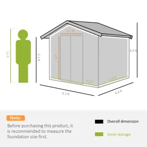 Outsunny 9 x 6FT Galvanised Garden Storage Shed with Sliding Door, Yellow