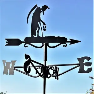 Mini Old Father Time Weathervane - Steel - L38 x W38 x H54 cm - Black