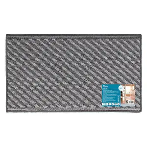 JVL Stellar Machine Washable Latex Backed Doormat, 40x70cm, Black